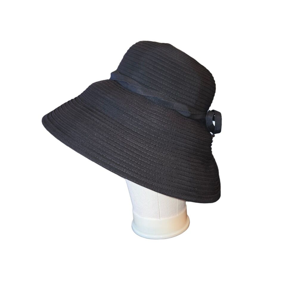 Eric Javits VTG Black Squishee Sun Hat Packable SPF 50+ Repells Water Twist Band - Picture 7 of 13